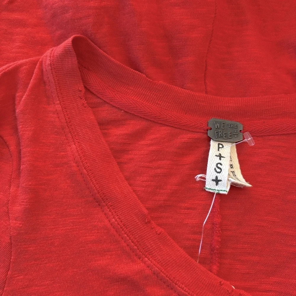 Free People Moonshine Cotton Long Sleeve Tunic Top Coral Orange Size Small NWT